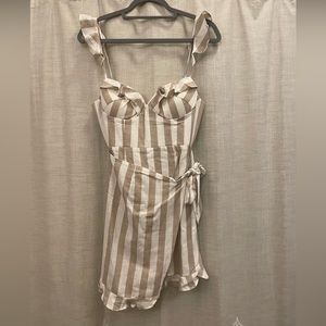 Tan & White Striped Dress